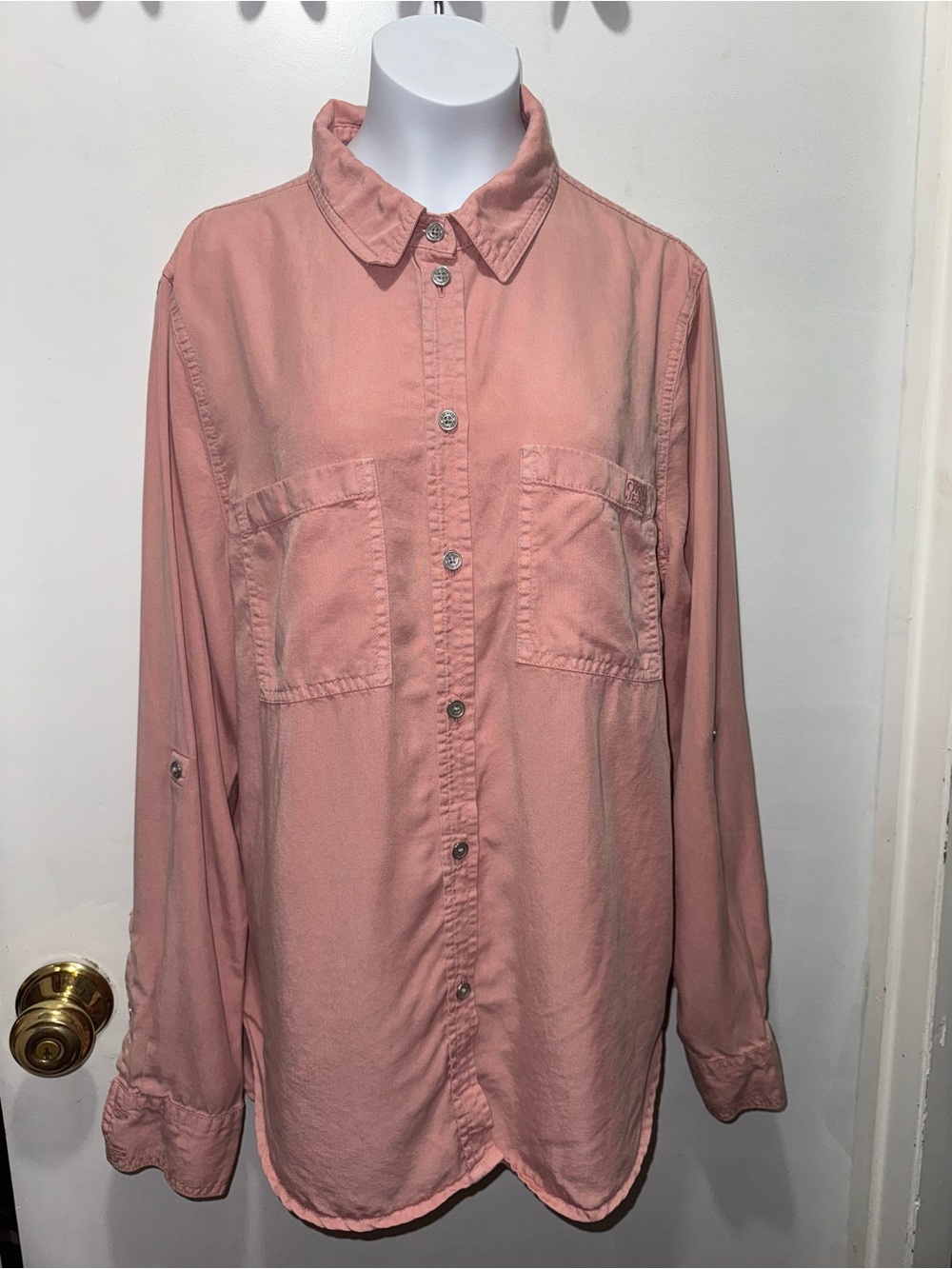 DKNY Men's Casual Button-Down Shirt in Dusty Pink